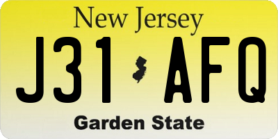 NJ license plate J31AFQ
