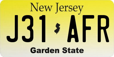 NJ license plate J31AFR