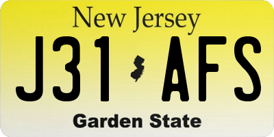 NJ license plate J31AFS
