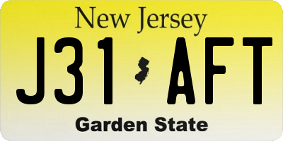 NJ license plate J31AFT