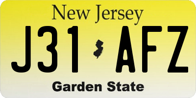 NJ license plate J31AFZ