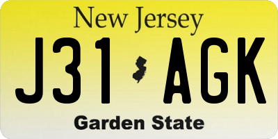 NJ license plate J31AGK
