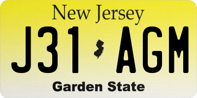 NJ license plate J31AGM