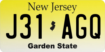 NJ license plate J31AGQ