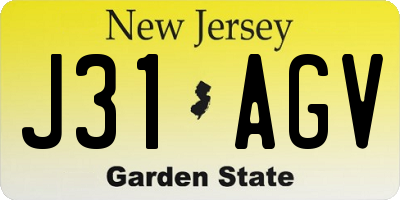 NJ license plate J31AGV