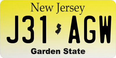 NJ license plate J31AGW
