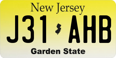 NJ license plate J31AHB