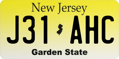NJ license plate J31AHC