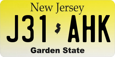 NJ license plate J31AHK