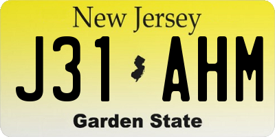 NJ license plate J31AHM