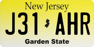NJ license plate J31AHR