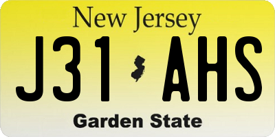 NJ license plate J31AHS