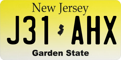 NJ license plate J31AHX