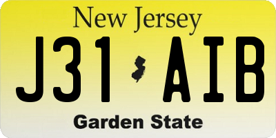 NJ license plate J31AIB