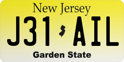 NJ license plate J31AIL