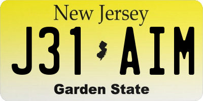 NJ license plate J31AIM