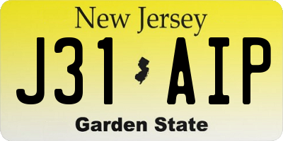NJ license plate J31AIP