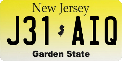 NJ license plate J31AIQ