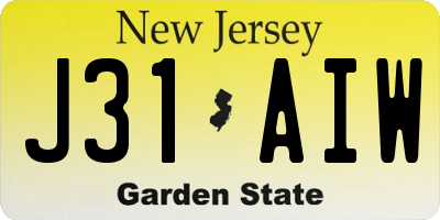NJ license plate J31AIW