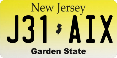 NJ license plate J31AIX