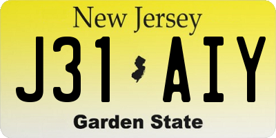 NJ license plate J31AIY