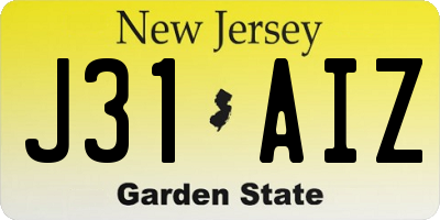 NJ license plate J31AIZ