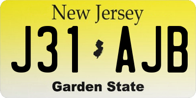 NJ license plate J31AJB