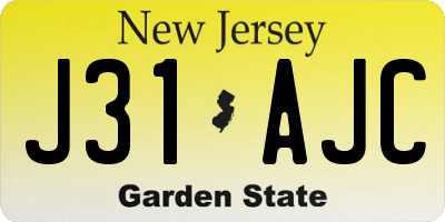 NJ license plate J31AJC