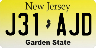 NJ license plate J31AJD