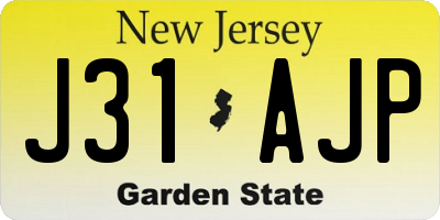 NJ license plate J31AJP