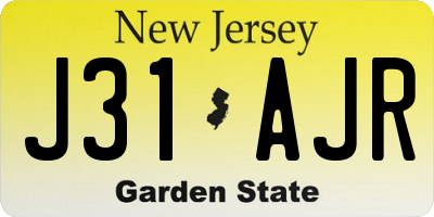 NJ license plate J31AJR