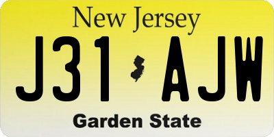 NJ license plate J31AJW