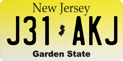 NJ license plate J31AKJ