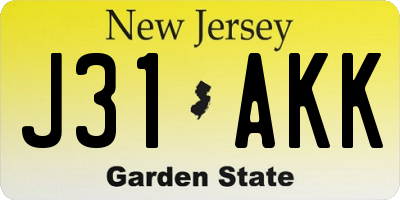 NJ license plate J31AKK