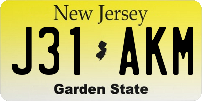 NJ license plate J31AKM