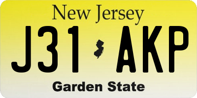 NJ license plate J31AKP
