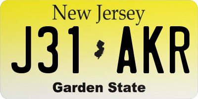 NJ license plate J31AKR
