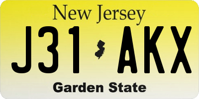 NJ license plate J31AKX