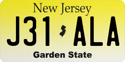 NJ license plate J31ALA