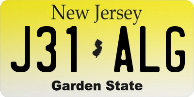 NJ license plate J31ALG