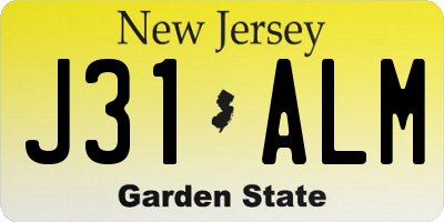 NJ license plate J31ALM