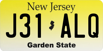 NJ license plate J31ALQ