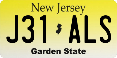 NJ license plate J31ALS