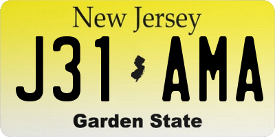 NJ license plate J31AMA