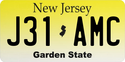 NJ license plate J31AMC