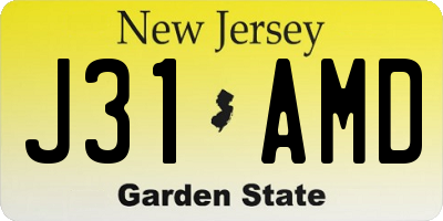 NJ license plate J31AMD