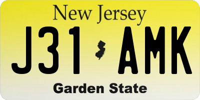 NJ license plate J31AMK