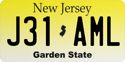 NJ license plate J31AML