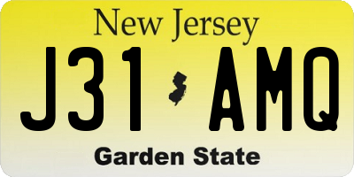 NJ license plate J31AMQ