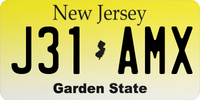 NJ license plate J31AMX